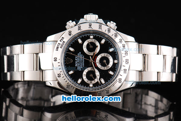 Rolex Daytona Oyster Perpetual Automatic Movement Silver Case with Black Dial and Stick Markers - Click Image to Close